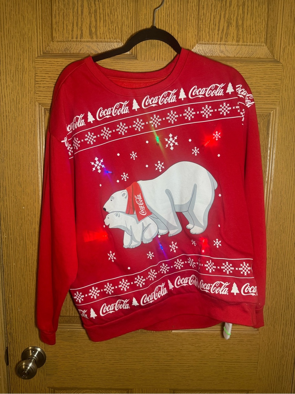 Coca Cola Red Holiday Polar Bear Crewneck Sweater - Men